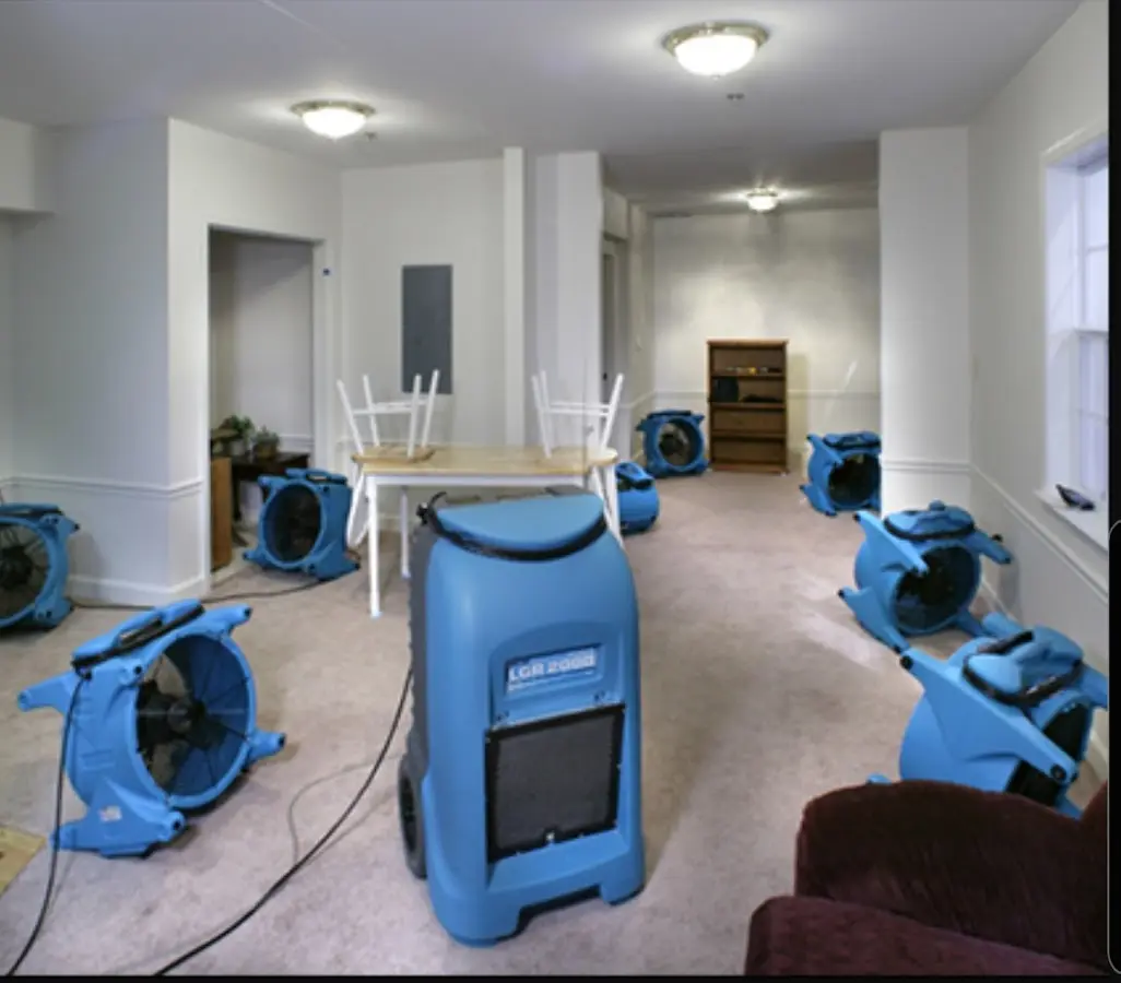 Air movers and dehumidifier setup for Water Extraction & Removal in Marion
